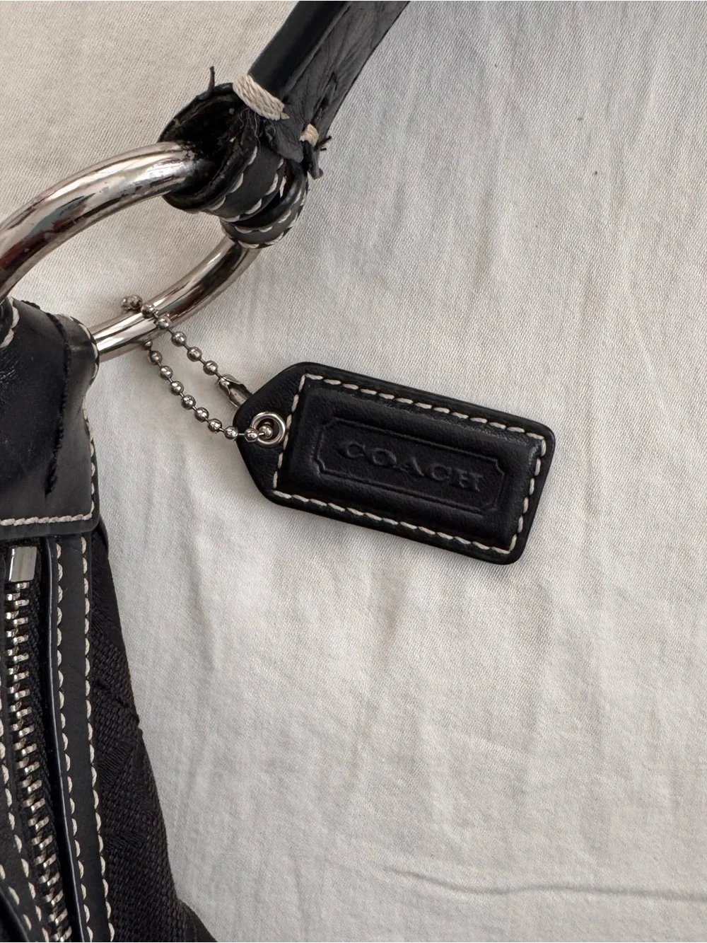 Black Coach Signature Hobo Shoulder Bag